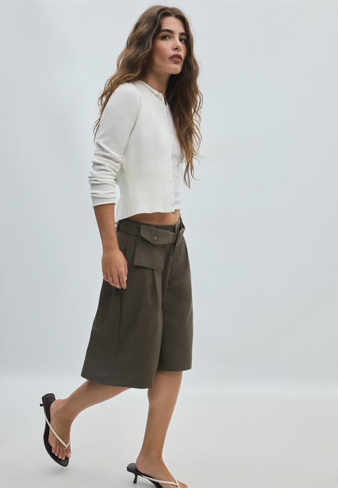 Stradivarius Nette bermuda met ceintuur  Bruin 34