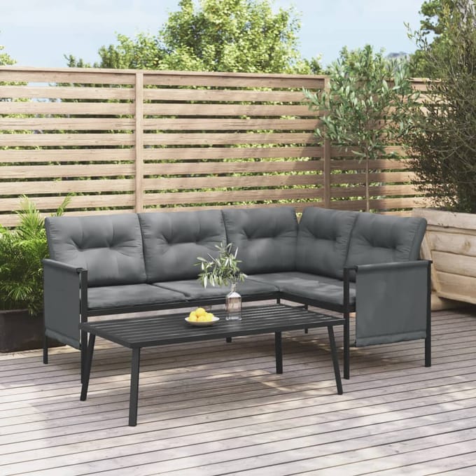 vidaXL - Tuintafel - 110x55x35 - cm - staal - antracietkleurig