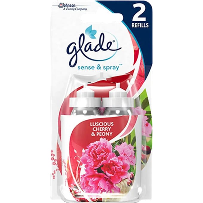 Glade Sense & Spray Pioen & Kers Refill Twin Pack – 18 ml (2 stuks)