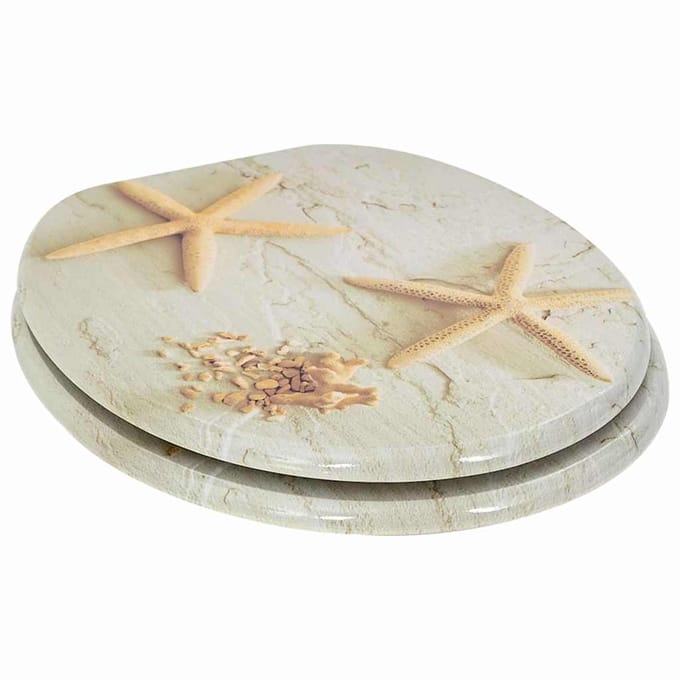Abattant de toilette à fermeture douce Jaune et Blanc 44 x 38 cm Panneau MDF