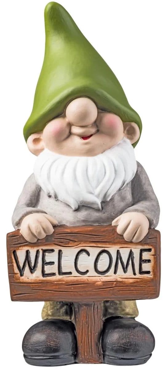 Livarno Home Tuinbeeld Kabouter - Welcome - ca. 11,4 x 10,7 x 27cm
