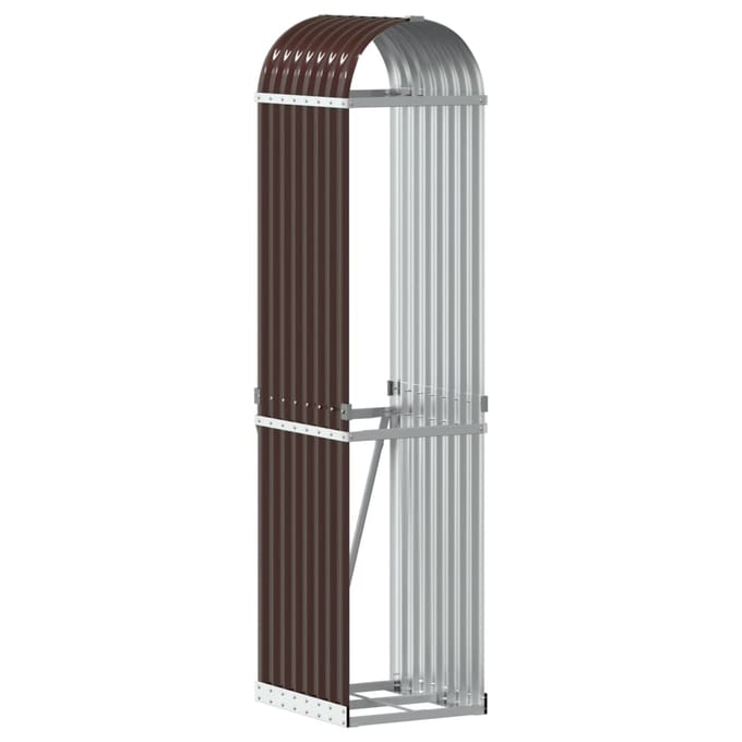 vidaXL - Haardhoutopslag - 40x45x170 - cm - gegalvaniseerd - staal - bruin