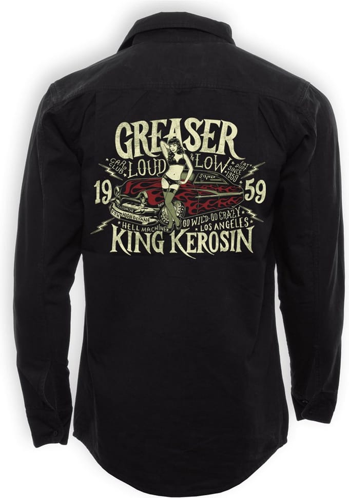 King Kerosin T-shirt Greaser Car Club Zwart