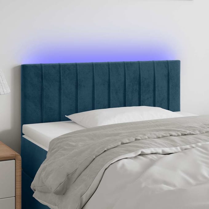 vidaXL - Hoofdbord - LED - 100x5x78/88 - cm - fluweel - donkerblauw