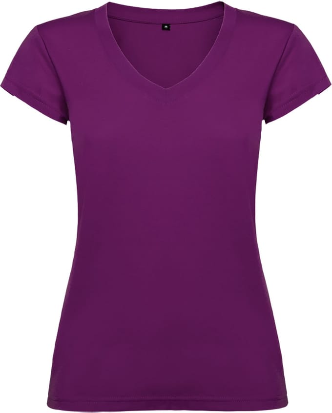 Dames V-hals getailleerd t-shirt model Victoria Paars maat 2XL