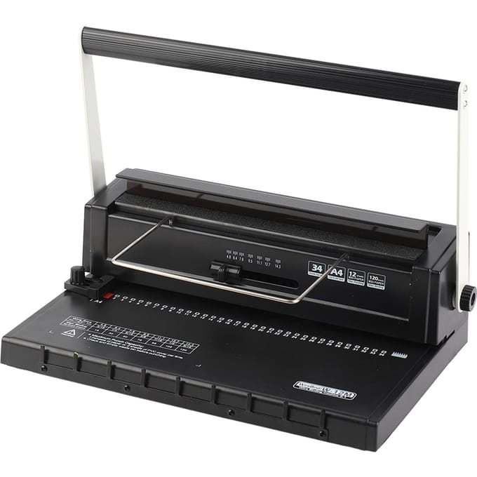 Bindmachine 2 Spiralen 34 Gaten 12 Vel Ponscapaciteit Spiraalvormige Bindmachine voor A4 black