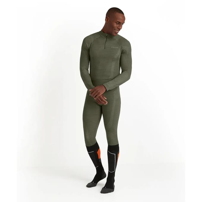 FALKE Wool-Tech Long Tights sneldrogend wol functioneel lang functioneel ondergoed heren groen - maat XL