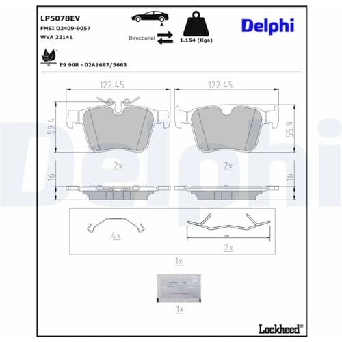 Remblokset, schijfrem DELPHI LP5078EV
