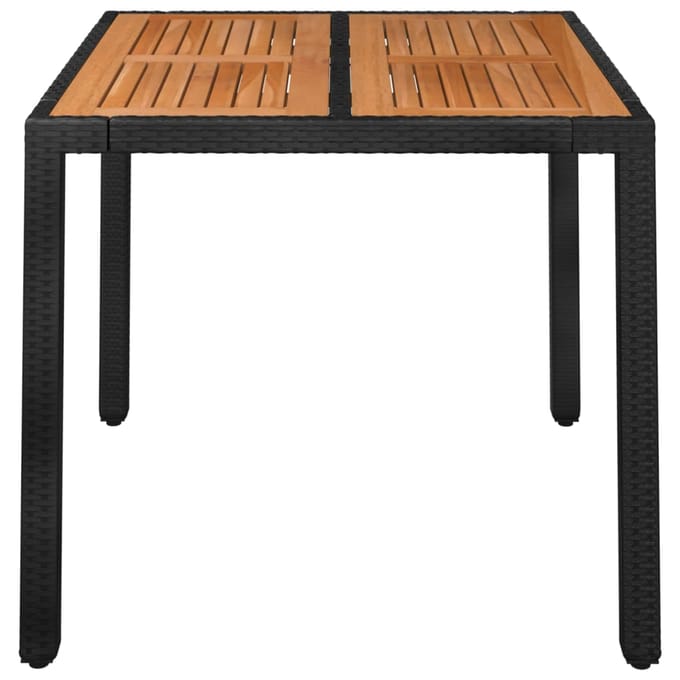 vidaXL - Tuintafel - met - houten - blad - 90x90x75 - cm - poly - rattan - zwart