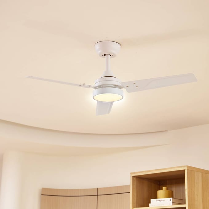 Lindby LED plafondventilator Aerallo, wit, CCT, stil