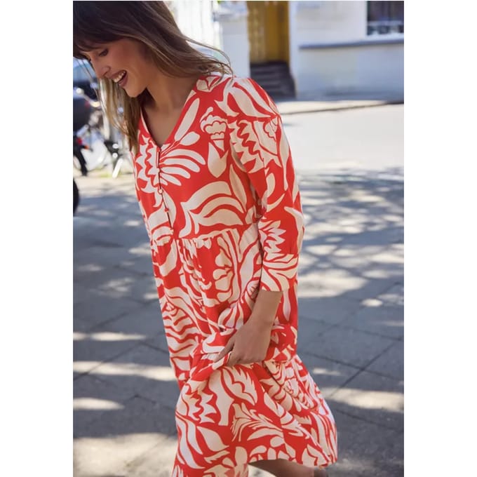 Midi-jurk met V-hals en print