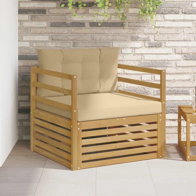 vidaXL - Buitensofa - Wit - en - Beige