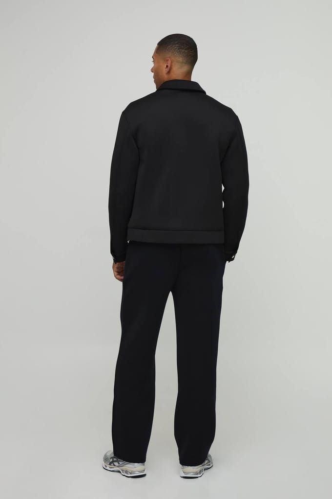 Regular Fit Scuba Gemêleerd Overshirt | Black | Size Medium