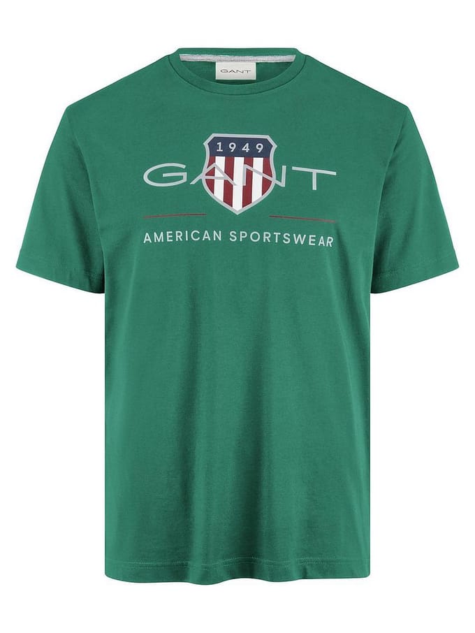 Shirt ronde hals 100% katoen Van GANT groen