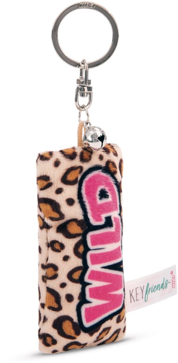 Sleutelhanger mini pluche kussen wild 8cm met bel