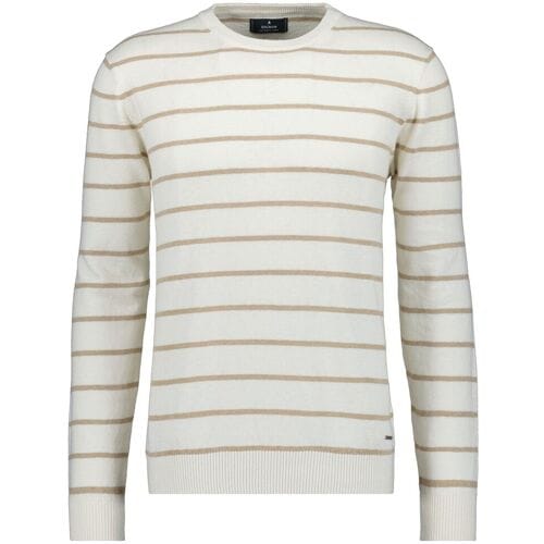 Ragman Trui Cotton Linnen Knit Round Neck Stripe Ecru / male