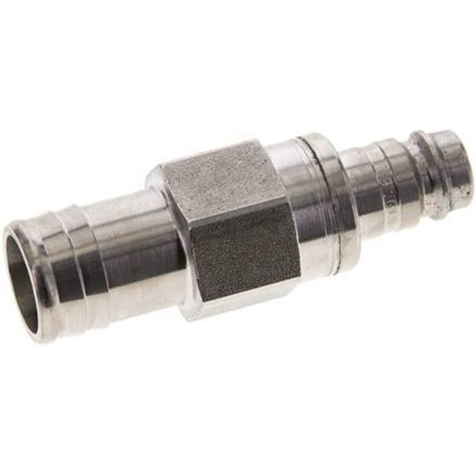 RVS 316L DN 10 Luchtkoppeling Insteeknippel 19 mm Slangpilaar Double Shut-Off
