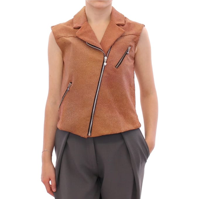 La Maison du Couturier Vrouwen Bruin Leren Jas Vest