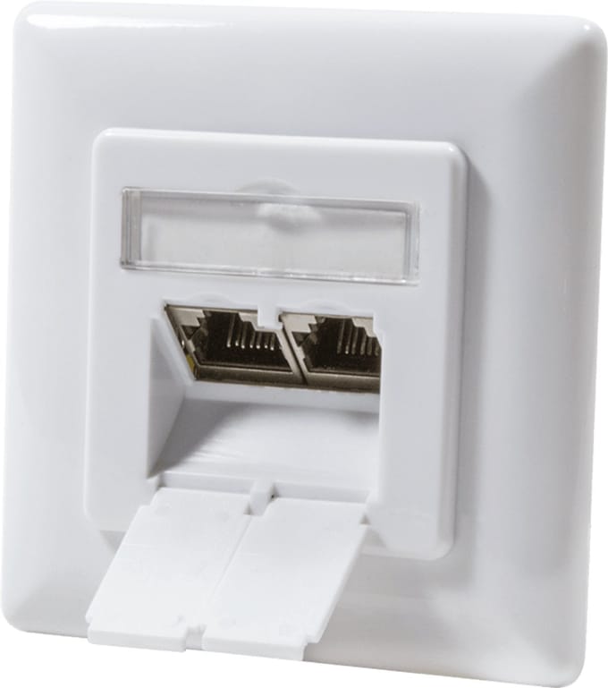 LogiLink Cat.6A wall outlet 2 x RJ45 shielded signal white