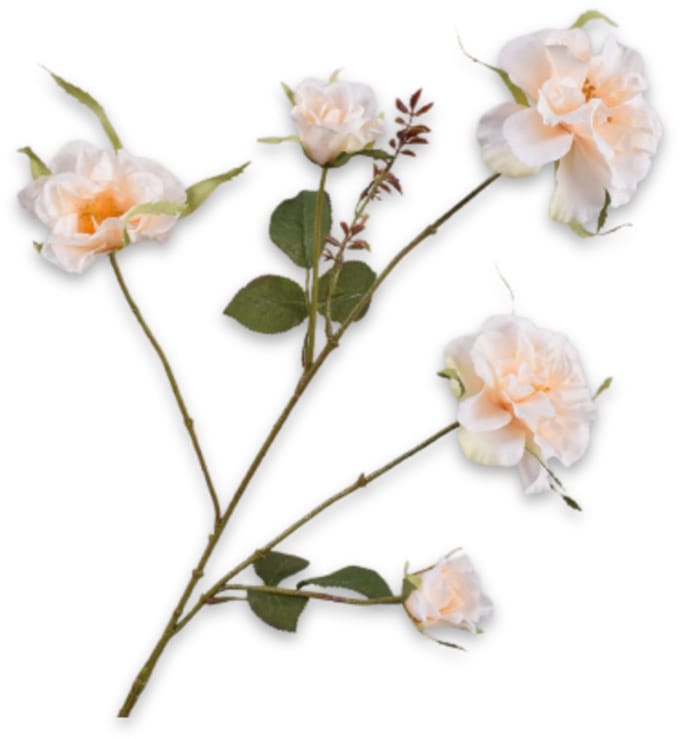 Silk-ka Kunstbloem-Zijden Bloem Roos Tak Crème 88 cm