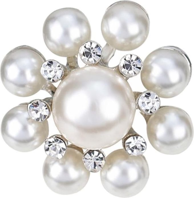 Fako Bijoux® - Broche - Parel Kristal Theodora - 29x29mm - Zilverkleurig