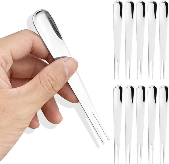 Solidchoice - Set van 10 RVS Dessertlepels en -Vorken 2-in-1