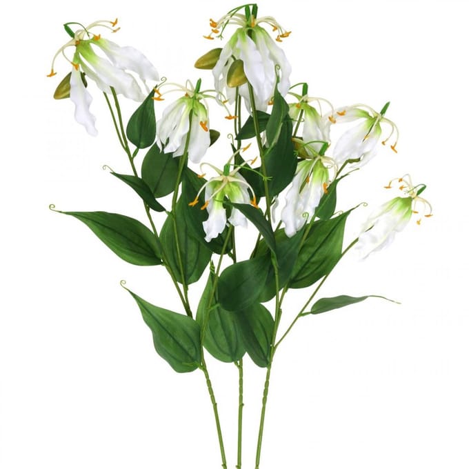 Kunstlelie, bloemdecoratie, kunstplant, zijden bloem wit L82cm 3st