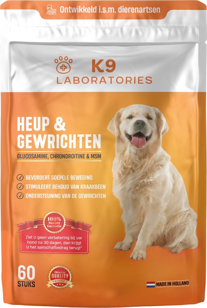 K9 Hondensnack Met glucosamine - 60 stuks - Ondersteunt de gewrichten bij honden - MSM, Kurkuma, Collageen