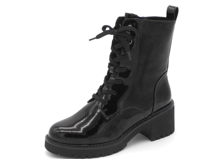Marco Tozzi Dames Veterboot - 26237-018 Zwart Lak - Maat 39