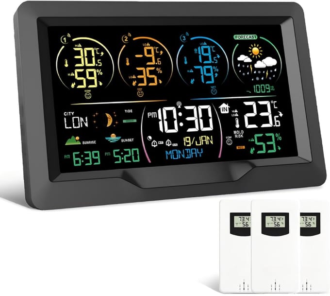 SCH® Weerstation met Buitensensor - Weerstation - ‎ 20cm x 3cm x 13cm