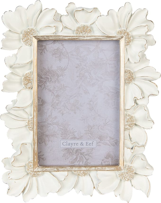 Clayre & Eef Fotolijst 10x15 cm Wit Polyresin