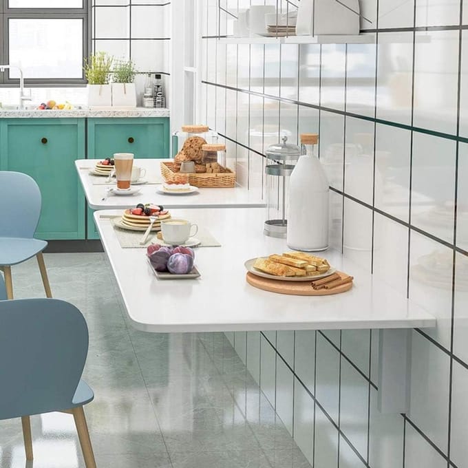 Wandmontage Klaptafel - Opklapbaar Bureau - Extra Werkruimte - Ruimtebesparend Ontwerp - 18 Maten - Geel