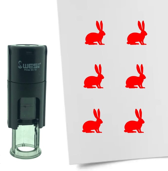 CombiCraft Stempel Konijn 10mm rond - rode inkt