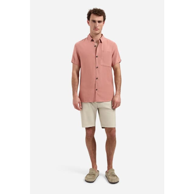 No Excess Shirt short sleeve with linen, garm coral