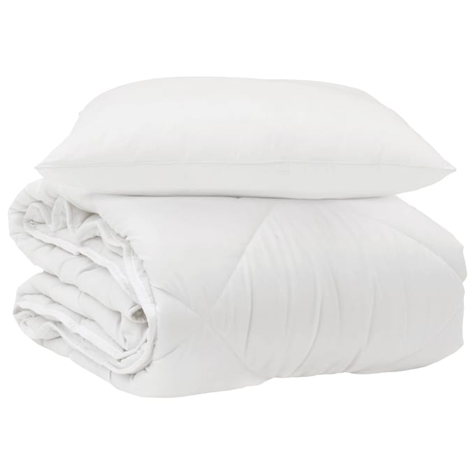 vidaXL - All-Season - Deken - met - kussen - 2 - st - Wit - Microvezel