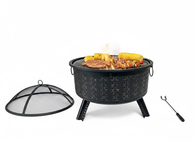 Vuurschaal - Ø 66 cm - voor buiten - met bbq rooster