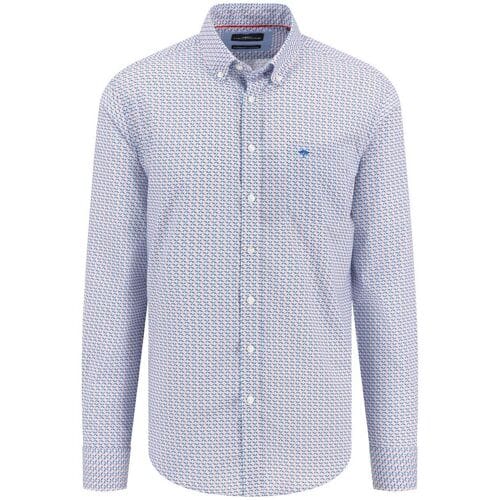 Fynch-Hatton Overhemd Colorful Fantasy Square Stripe Button-Down Poppy Red / male