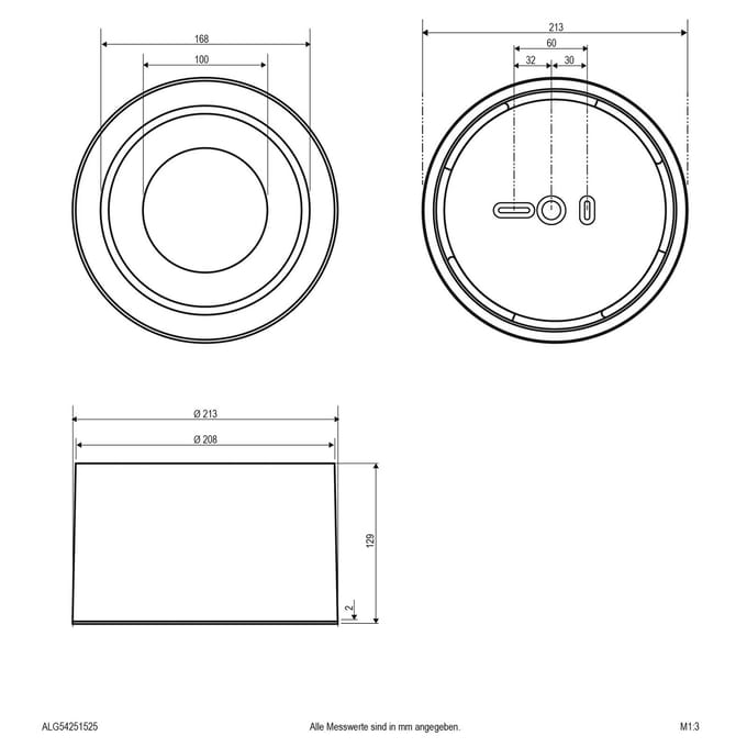 EVN LED plafondspot ALG54, Ø 12,9 cm antraciet