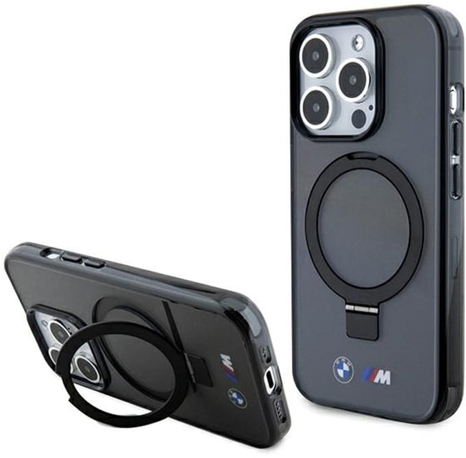 BMW Ring Stand Back Case (MagSafe Compatible) - Apple iPhone 15 Pro (6.1") - Zwart