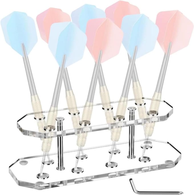 Dart standaard - Darthouder Acryl - Darts Organiseren - 8 Darts Capaciteit - 16 cm Lengte - Transparant