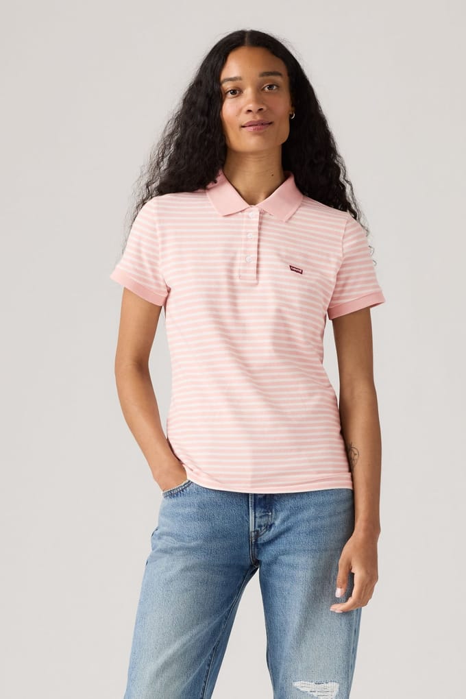 Levi's Levis Hm Polo Marigold Stripe Peachskin Maat: M | Poloshirts Outlet | Dames | Roze