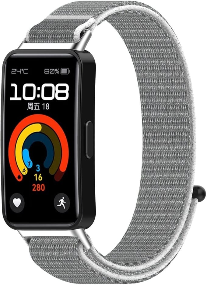By Qubix - Sport loop nylon bandje - Lichtgrijs - geschikt voor Huawei Band 10 / 9 / 8