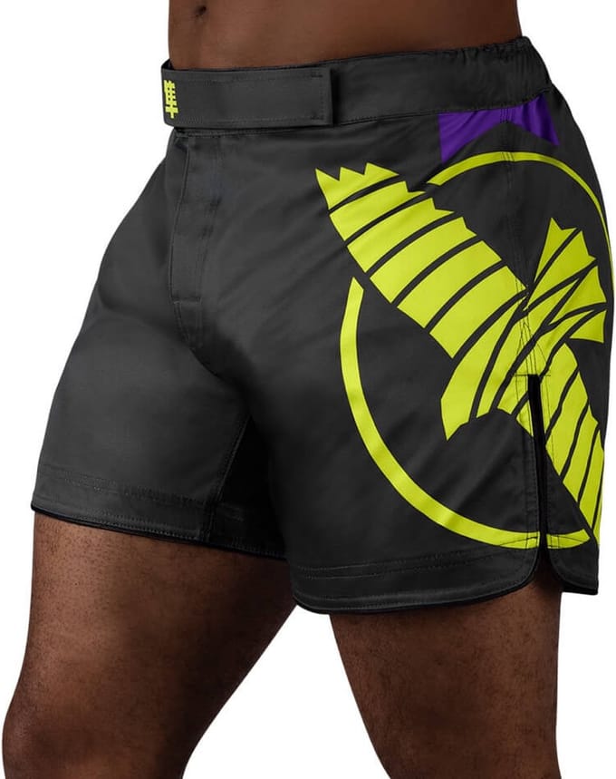 Hayabusa Icon Mid-Length Fight Shorts - Zwart / Neon - Maat L