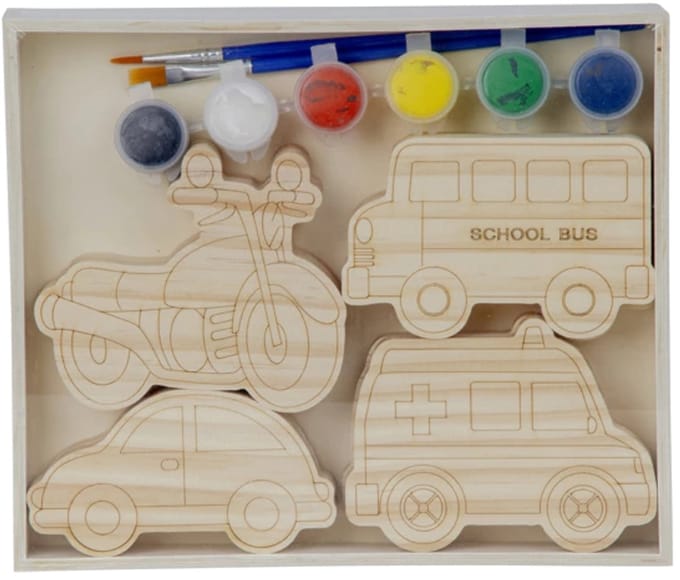 Schilderset 8 houten auto's - voor kinderen