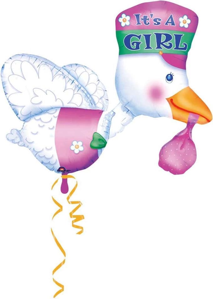 Qualatex - Folieballon Ooievaar Meisje