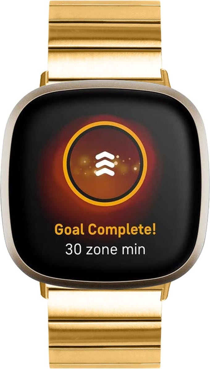 Stalen bandje - RVS - geschikt voor Fitbit Versa 4 / Sense 2 - goud