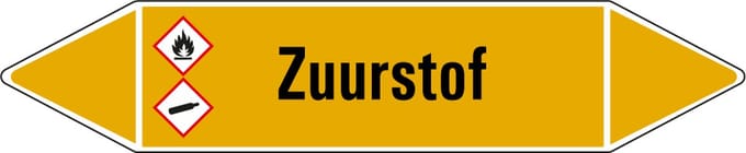 Zuurstof leidingmarkering op vel 75 x 17 mm - 8 per vel