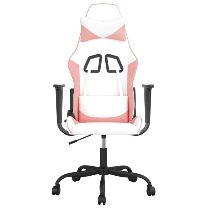 vidaXL - Massage - gamestoel - kunstleer - wit - en - roze