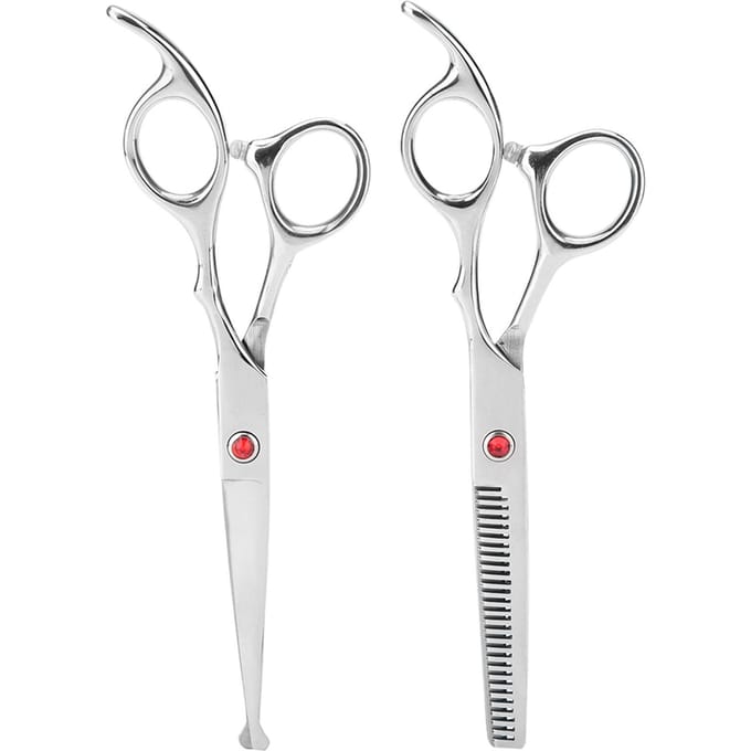 Ciseaux de Coupe et d'Effilage Professionnels Ensemble Barbier Familial Coiffure Ciseaux Vis Rouge