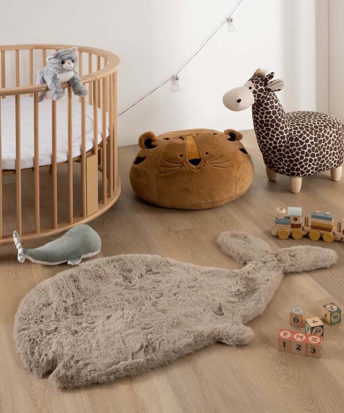 Kindervloerkleed Walvis - Fluffy taupe 70x120